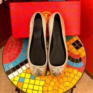 Tory Burch silver ballet flats